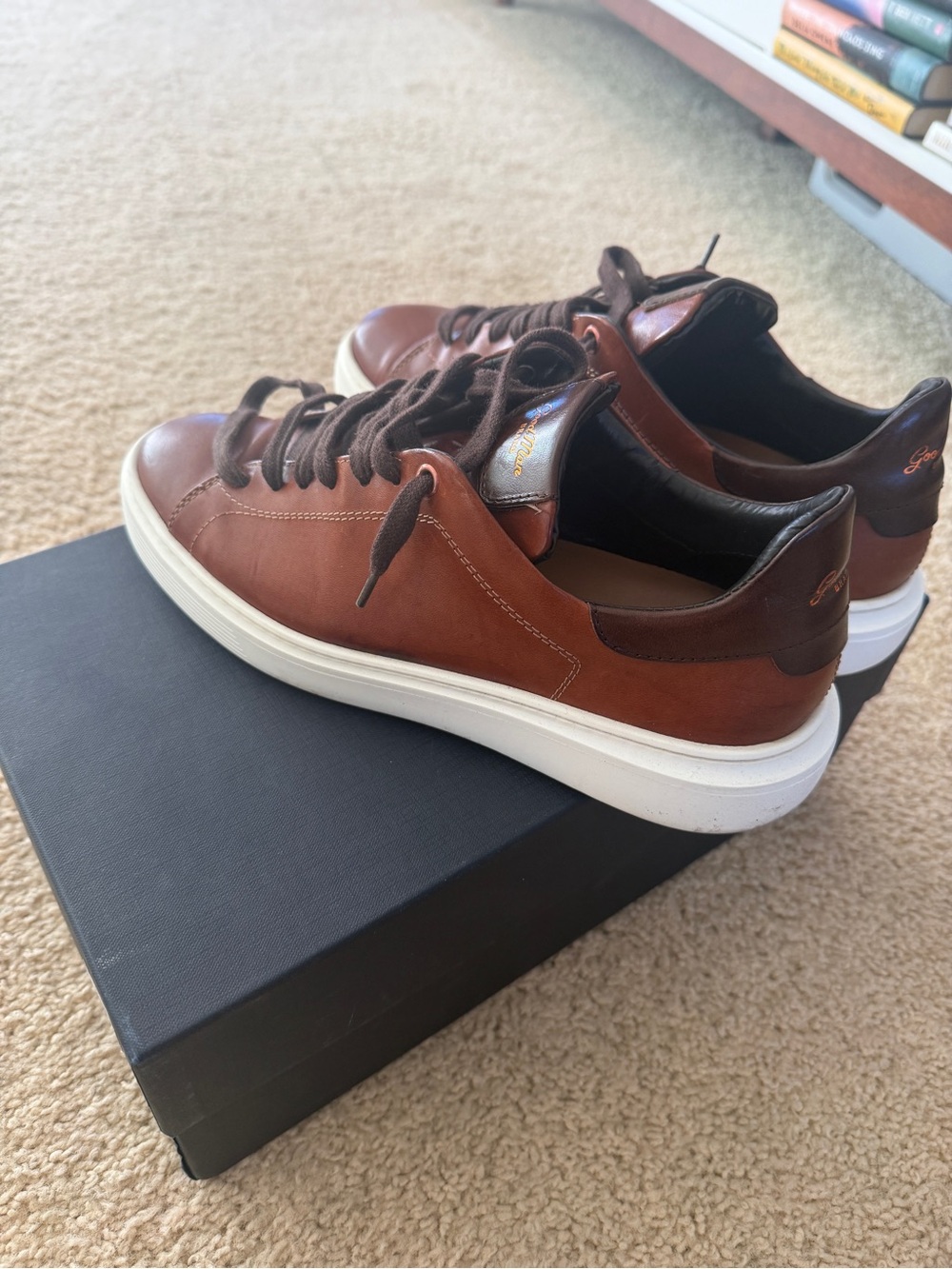 Good Man Brand Legend London Brown Leather Low-Top Sneakers with White Sole